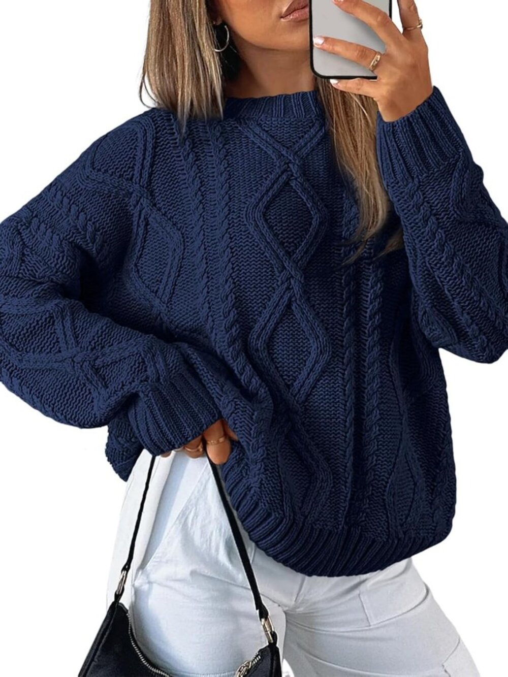 Chic Oversized Cable Knit Sweater for Women | Trendy Fall Outfit 2026